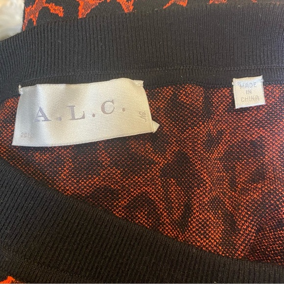 A.L.C. Ellington Red Black Wool Cashmere Leopard Animal Print Knit Skirt Size XS - Picture 4 of 5